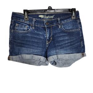 Old Navy Womens Boyfriend Shorts Size 4R Cuffed Blue Jean Denim Stretch Mid Rise